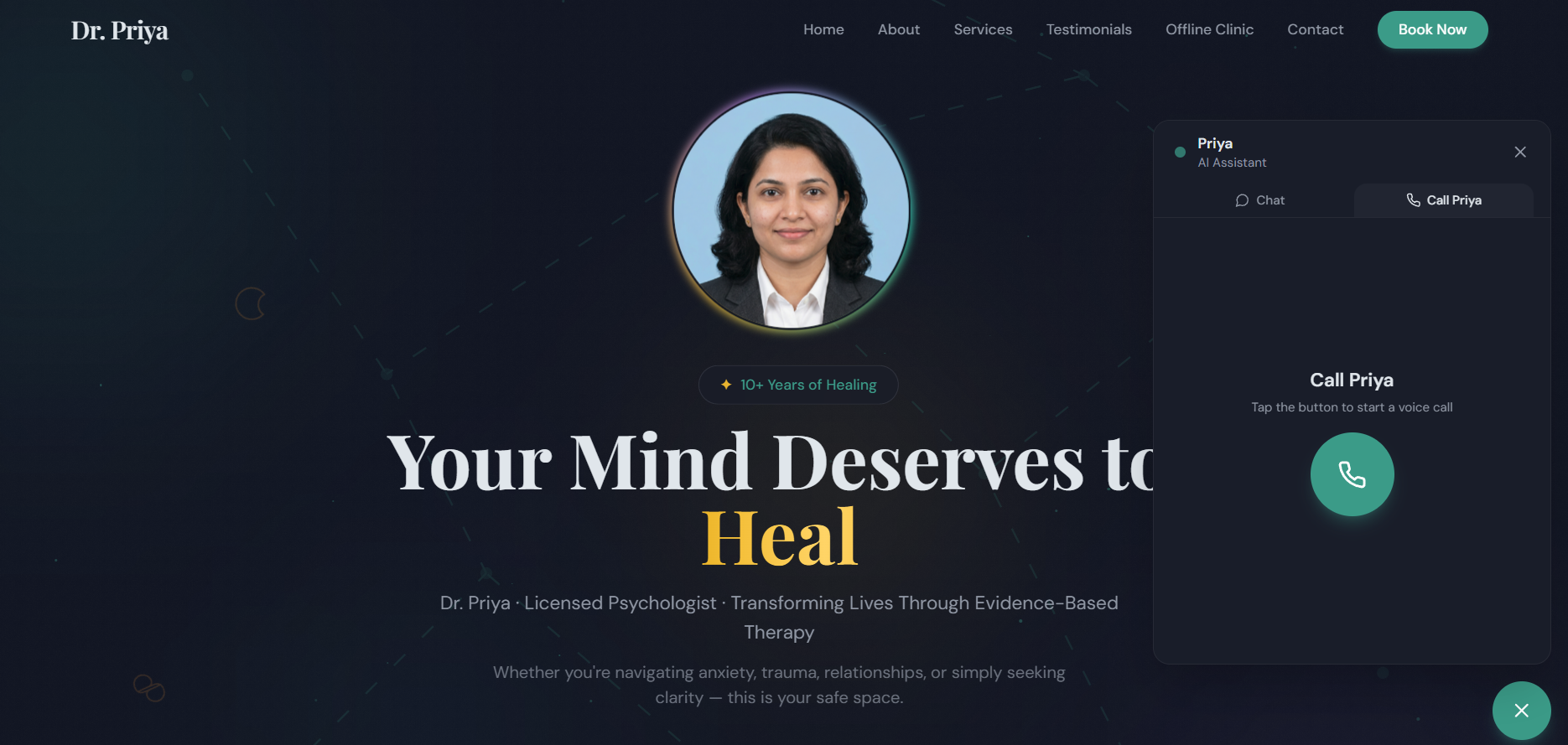Dr. Sreepriya — Healthcare · Voice AI · Booking