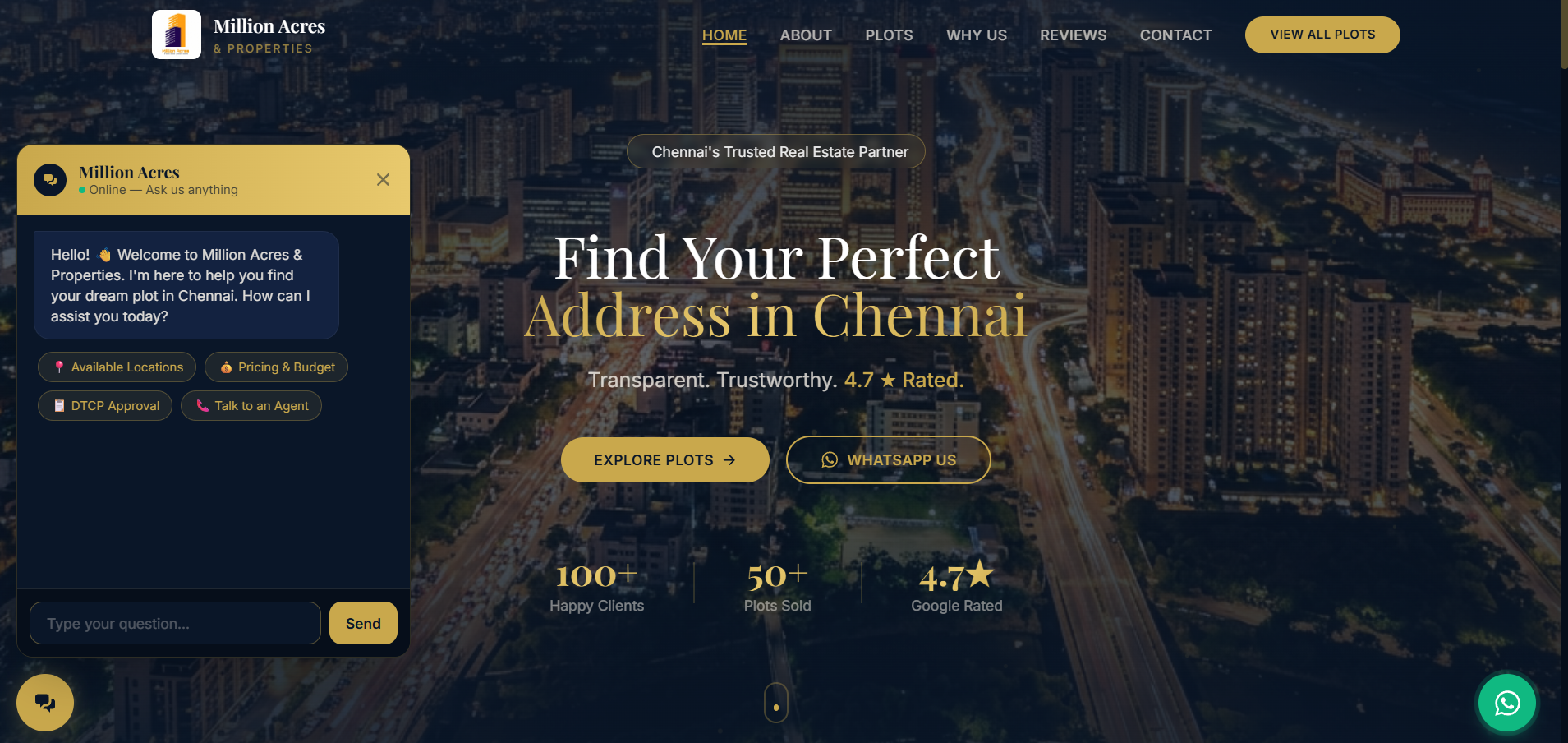 Million Acres Properties — Real Estate · Lead Gen · AI Chat